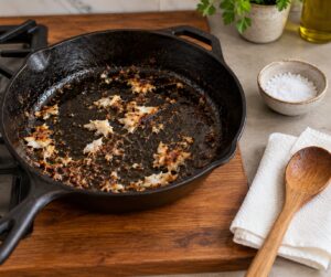 how to clean cast iron after cooking fish
