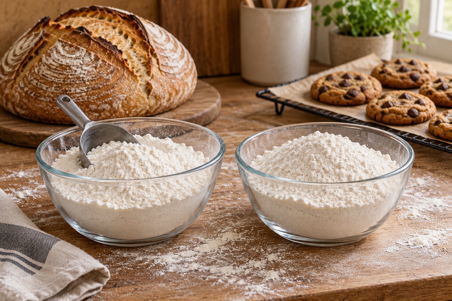 what is the difference between bread flour and all purpose flour