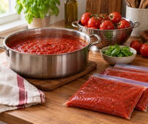 how to make and freeze tomato sauce from fresh tomatoes