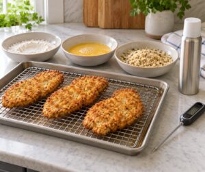 how to oven fry chicken without breading falling off