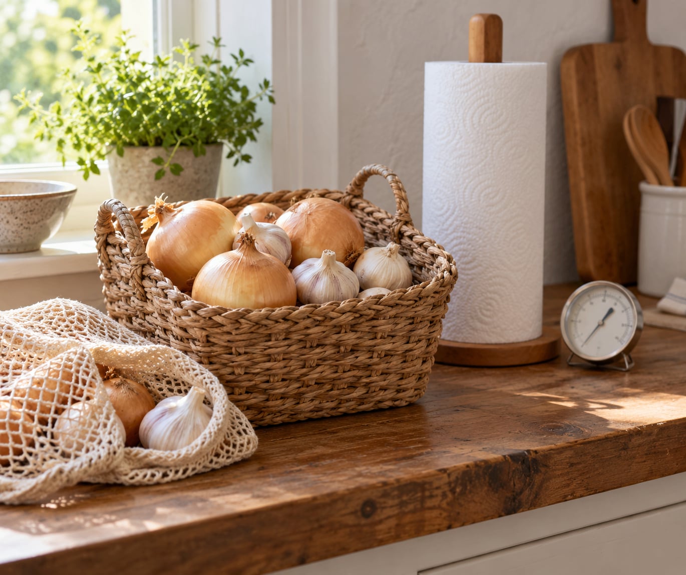 how to store onions and garlic at home