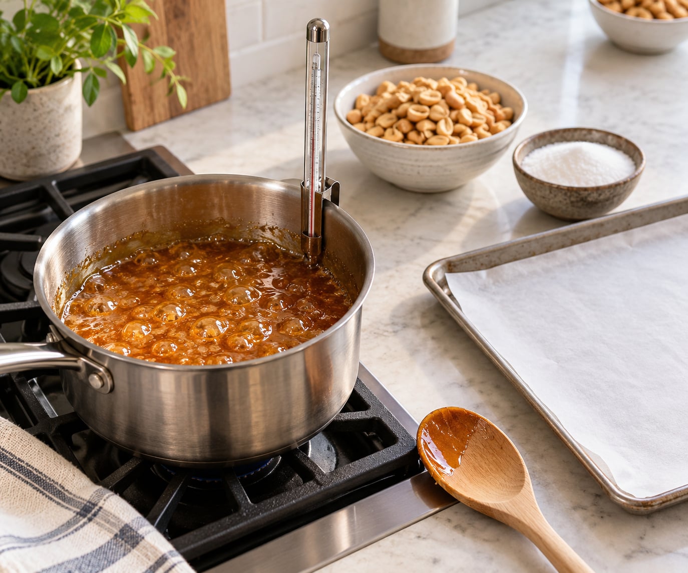 how to make peanut brittle on the stove
