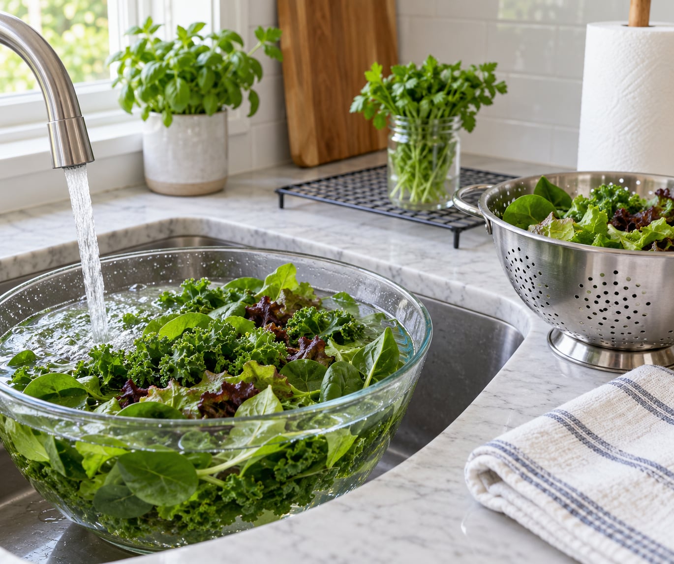 how to clean leafy greens without a salad spinner