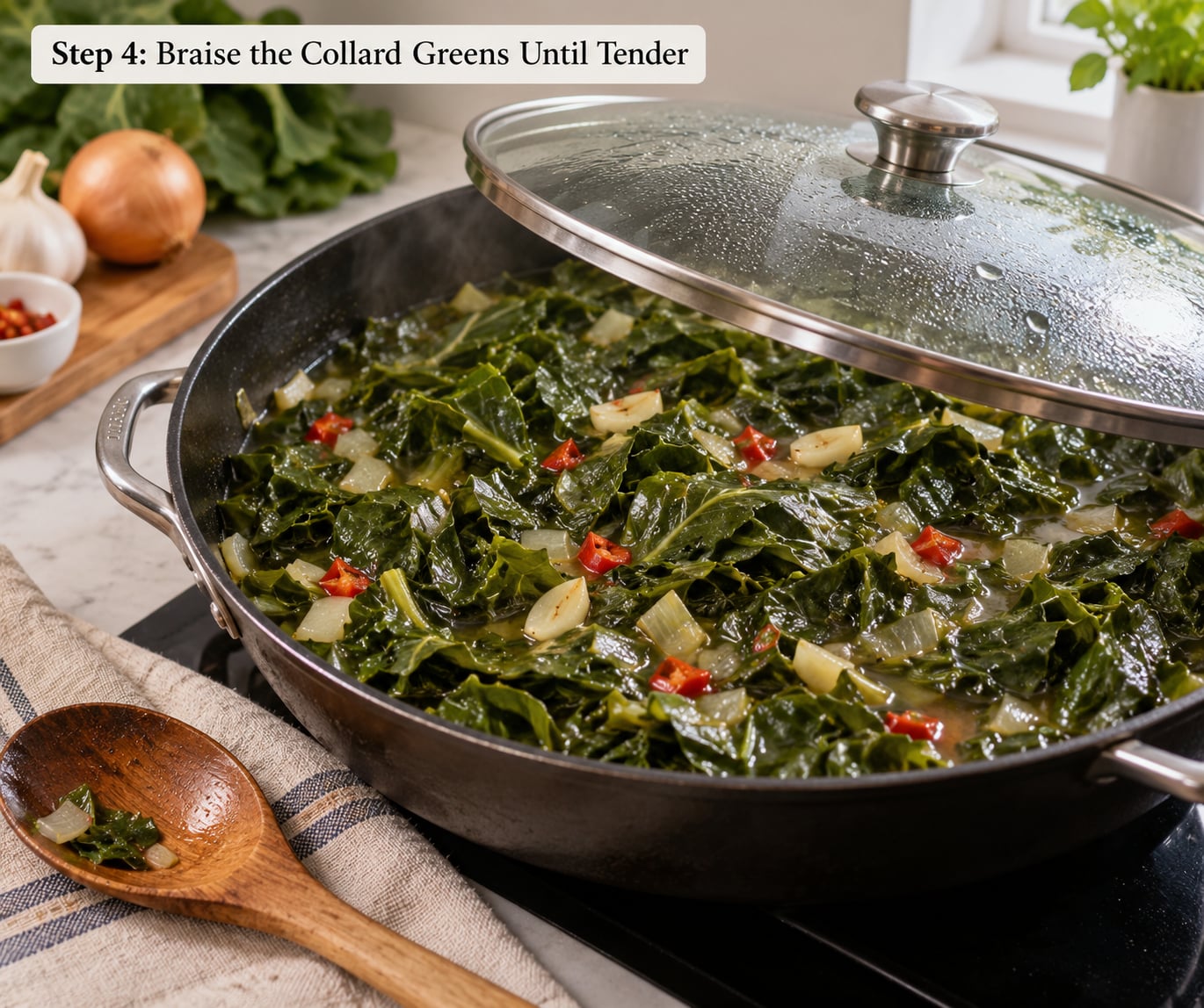Step 4: Braise the Collard Greens Until Tender