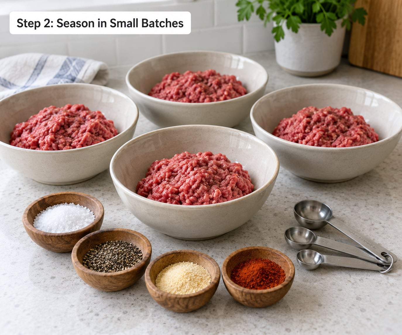 Step 2: Season in Small Batches