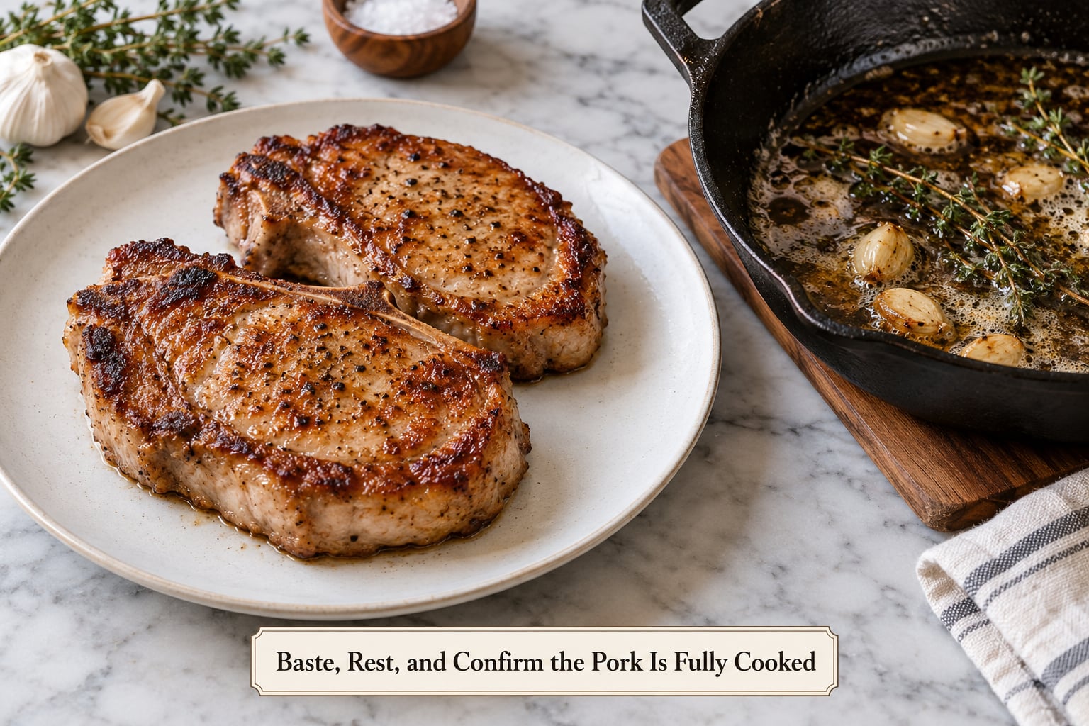 Baste, Rest, and Confirm the Pork Is Fully Cooked