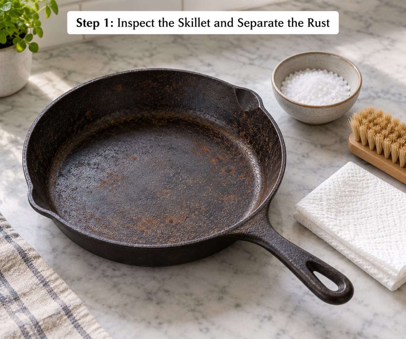 Step 1: Inspect the Skillet and Separate the Rust