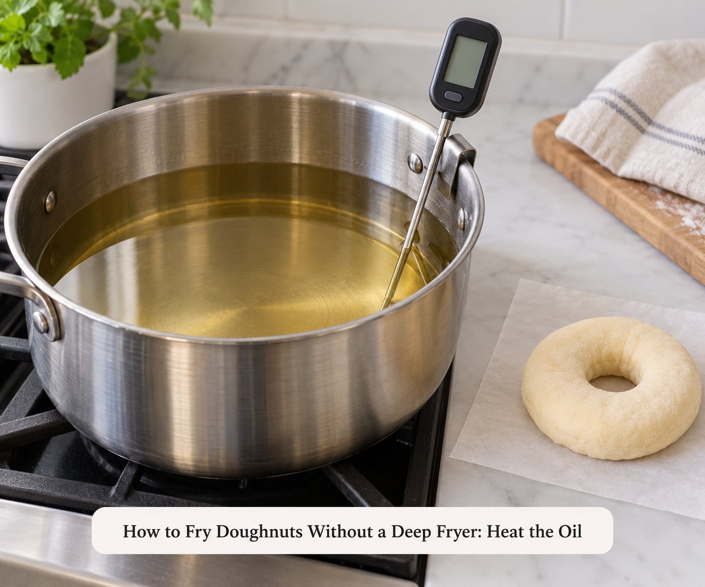 How to Fry Doughnuts Without a Deep Fryer: Heat the Oil