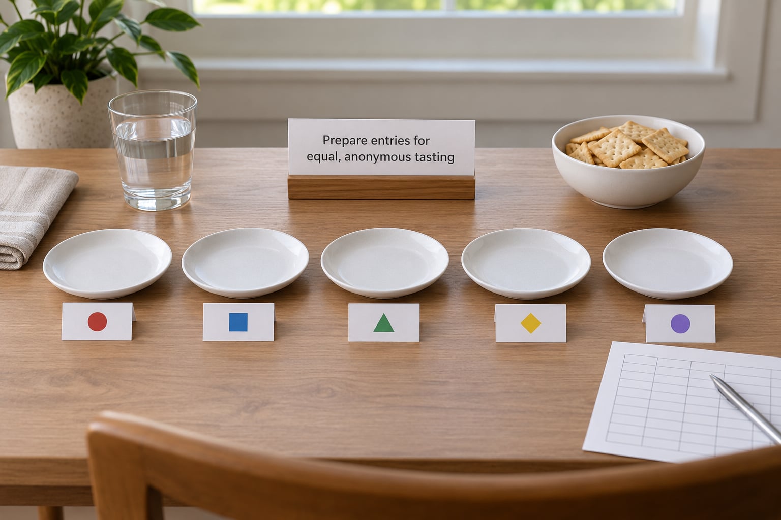 Prepare entries for equal, anonymous tasting