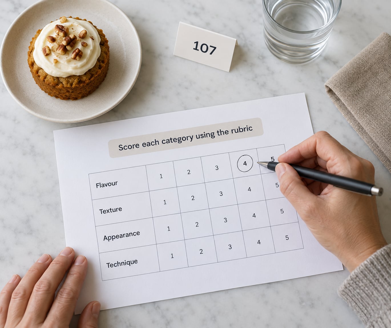 Score each category using the rubric
