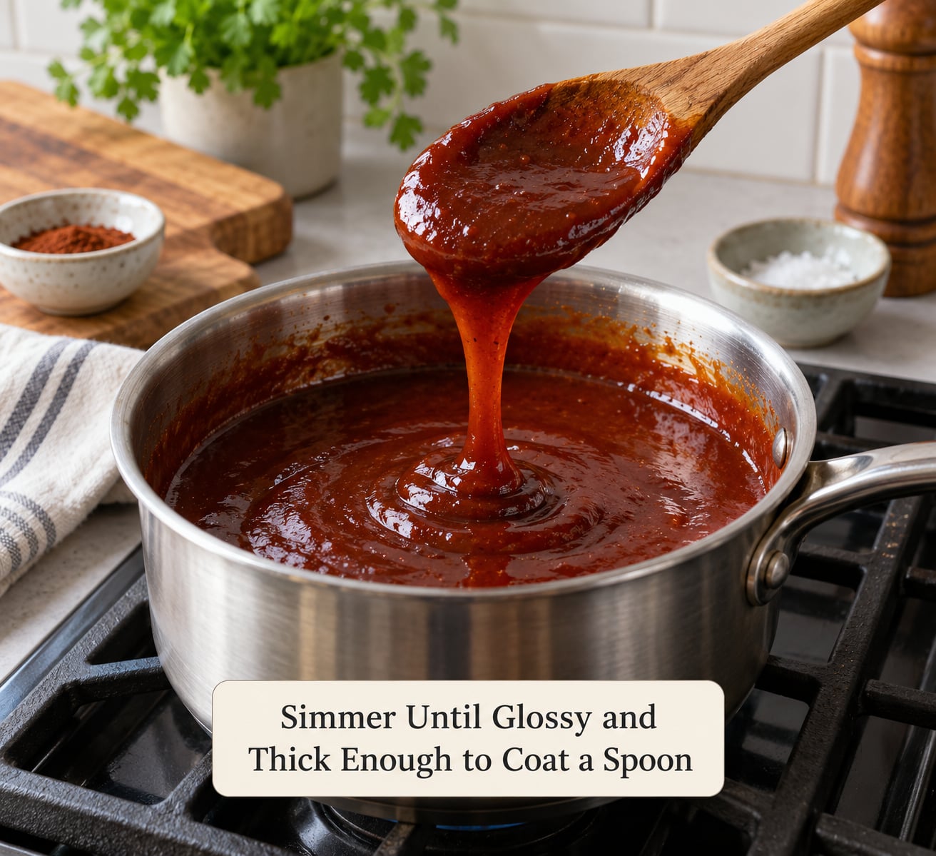 Simmer Until Glossy and Thick Enough to Coat a Spoon