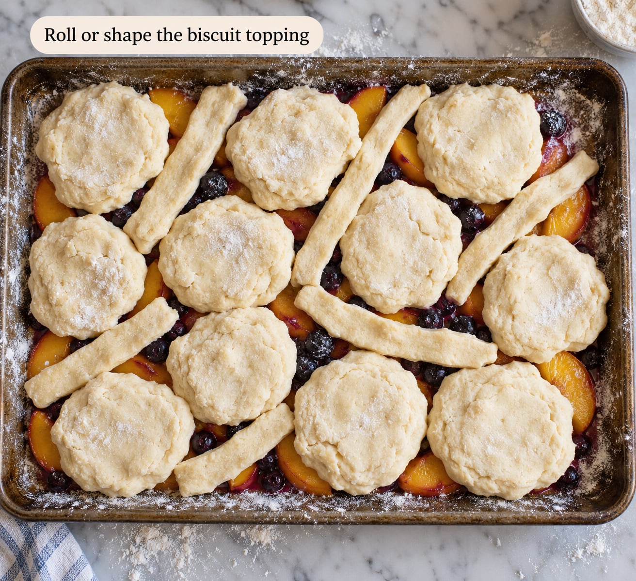 Roll or shape the biscuit topping