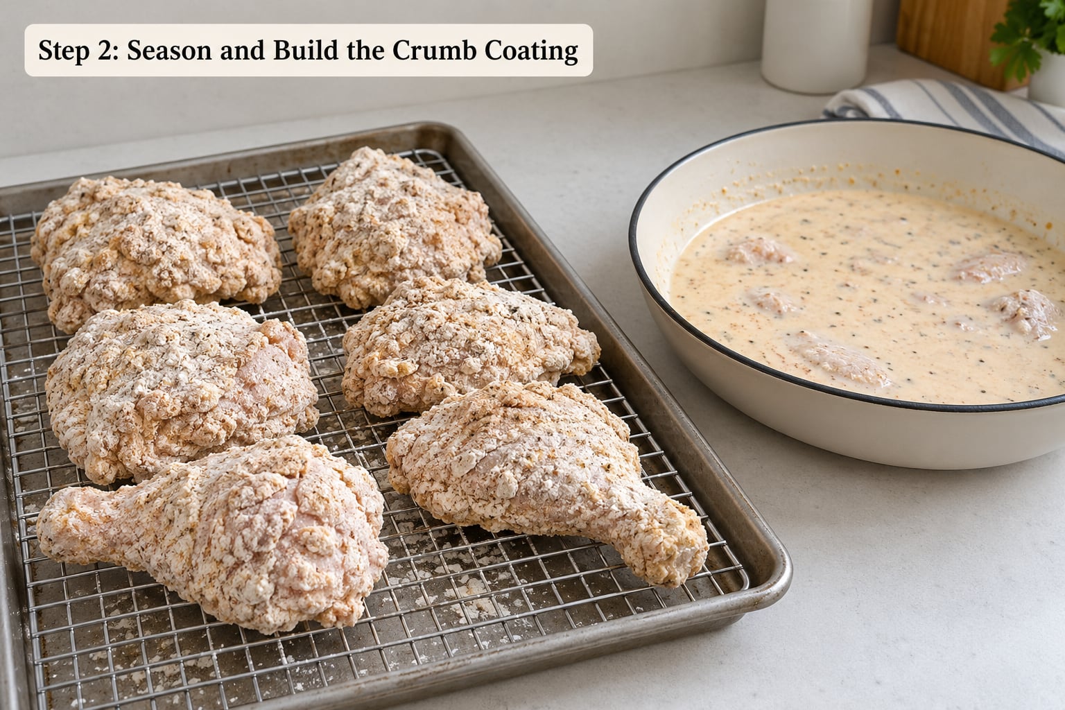 Step 2: Season and Build the Crumb Coating