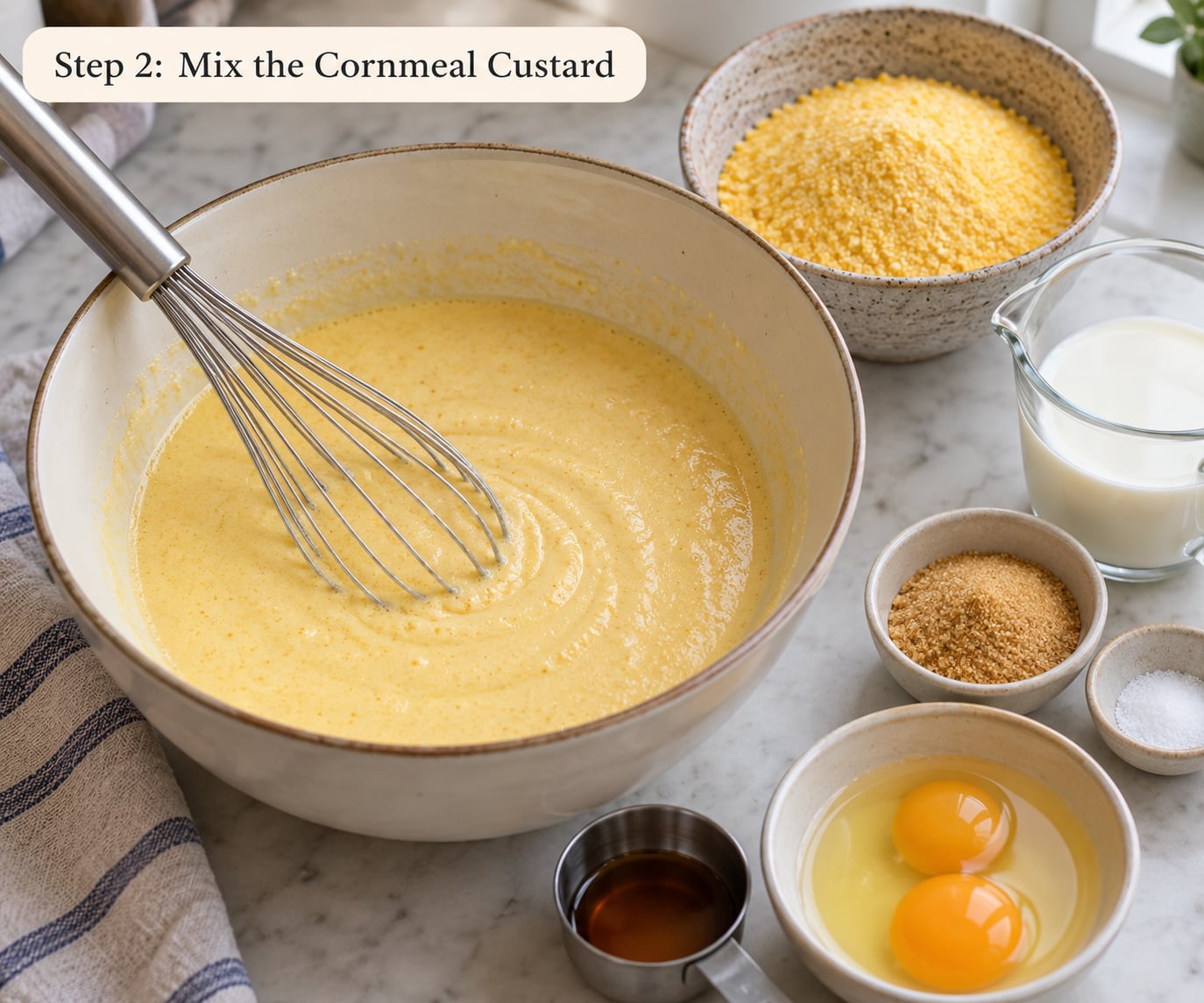 Step 2: Mix the Cornmeal Custard