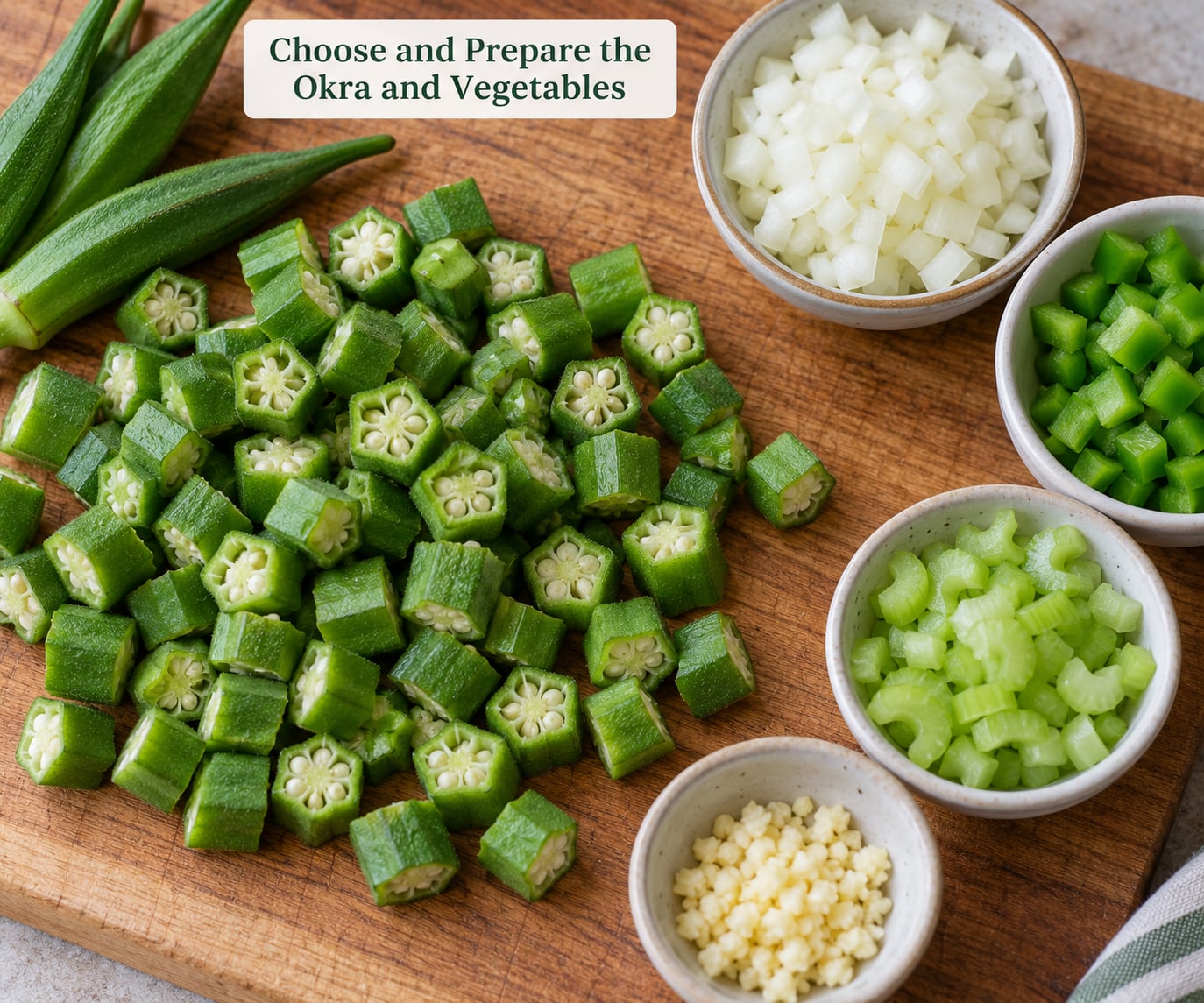Choose and Prepare the Okra and Vegetables