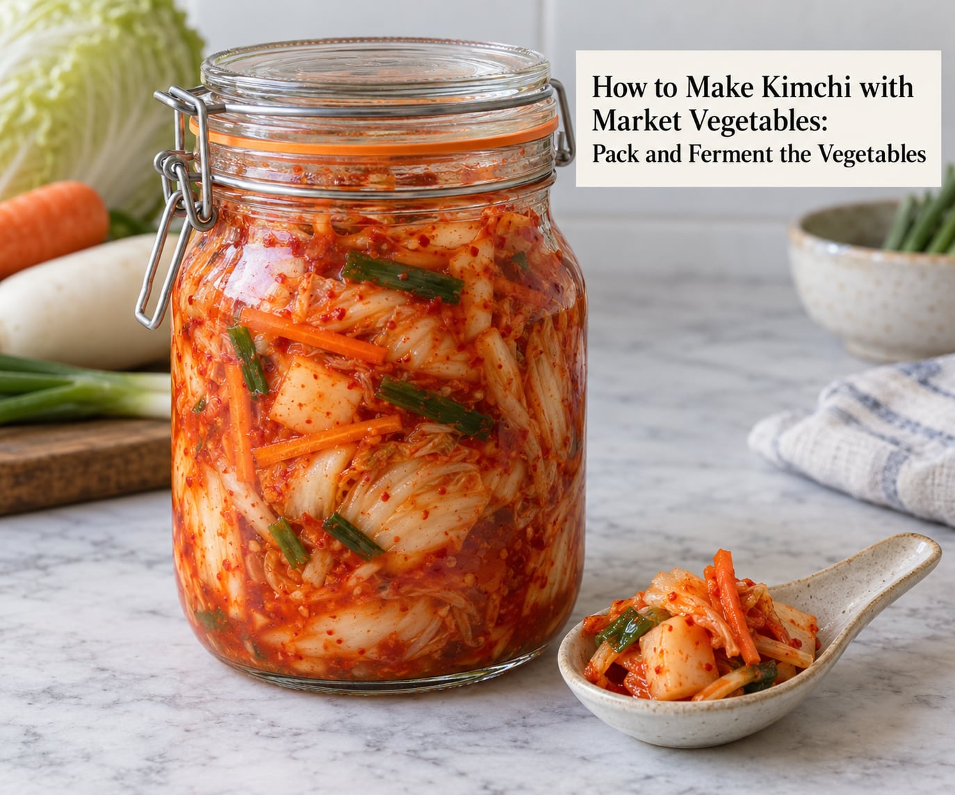 How to Make Kimchi with Market Vegetables: Pack and Ferment the Vegetables