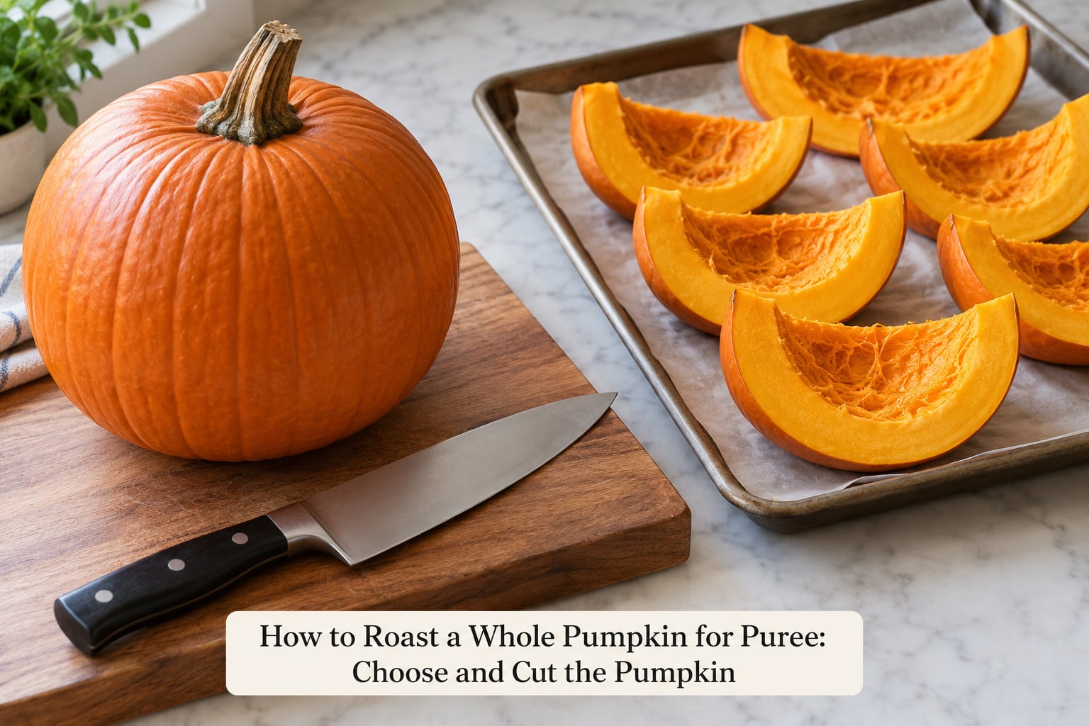 How to Roast a Whole Pumpkin for Puree: Choose and Cut the Pumpkin